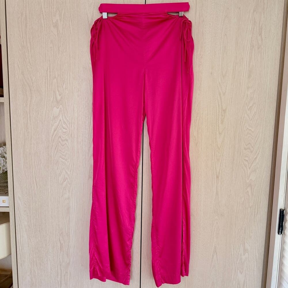 Camila Coelho hot pink satin hip cutout Wide-Leg Pants size small - Picture 5 of 16